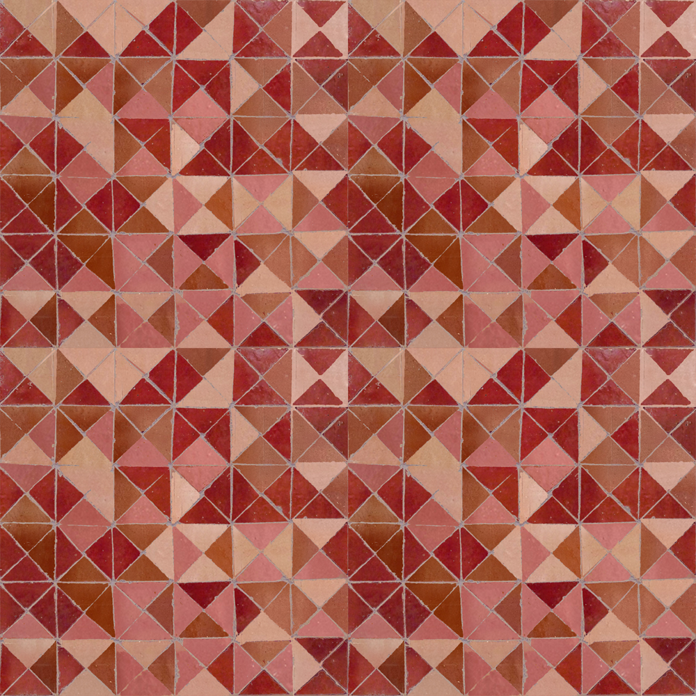 Mosaic House Moroccan tile Azur MRB 4-7-21-22 Rust Red Pink Light Pink zellige, mosaic, zellij, field, pattern, glaze, simple